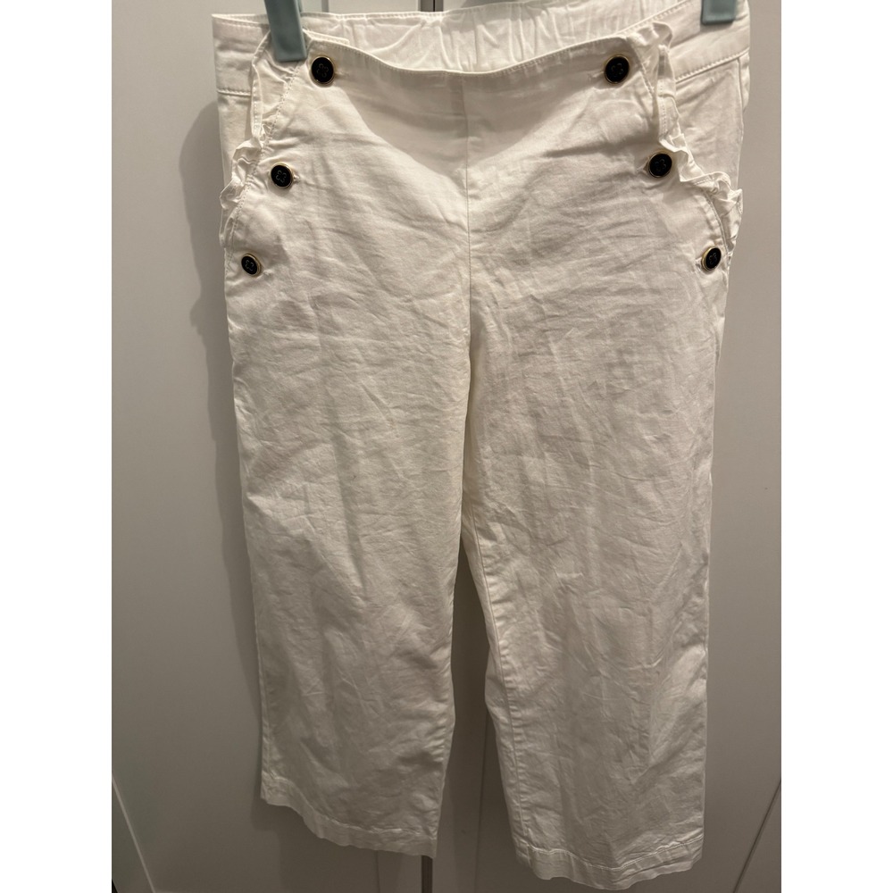 Janie and Jack Kids White Nautical Sailor Button Capris Pants Size 10